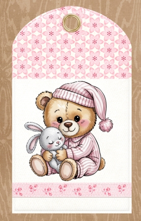 Baby Girl Teddy Bear Fussy cuts / Stickers by Julie Jenner
