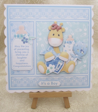 NEW BABY BOY GIRAFFE 7.5 Decoupage & Insert Mini Kit by Julie Jenner
