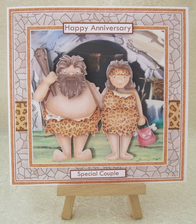 STONE AGE COUPLE 7.5 Anniversary New Home Decoupage Kit by Julie Jenner