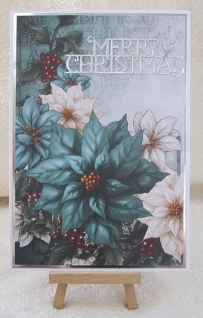 Poinsettia Christmas Spray Aqua by Julie Jenner