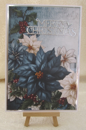 Poinsettia Christmas Spray Dark Blue by Julie Jenner