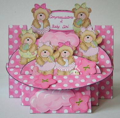 Chubby Baby Bear Girls 3D Shelf Card Kit by Julie Lynch