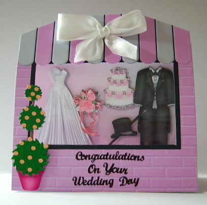 The Wedding Shop 3D Tent Card with Decoupage by Julie Lynch