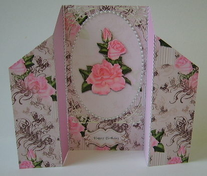 Pink Roses Theatre Fold Card by Julie Lynch