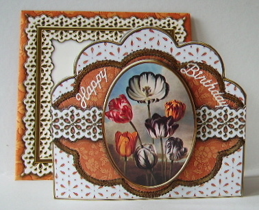 Colourful Tulips Em Anglaise Scalloped 3D Decoupage Card Kit by Julie Lynch