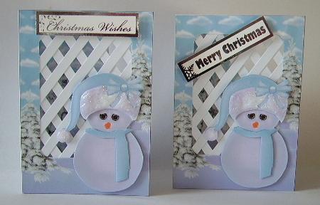 Snowman in Blue - Trellis Card Kit by Julie Lynch