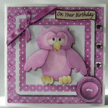 Purple Owl Square Quick Card Front Various Occasions by Julie Lynch