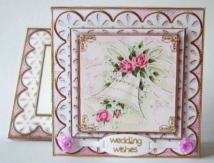 Wedding Bell Anglaise Scallop Square 3D Card Kit by Julie Lynch