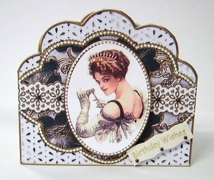 Opera Lady Anglaise Scalloped 3D Decoupage Card Kit by Julie Lynch