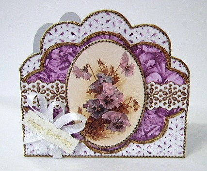 Purple Pansy 2 Anglaise Scalloped 3D Decoupage Card Kit by Julie Lynch