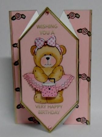 Birthday Bear - Diamond Fold Card by Julie Lynch