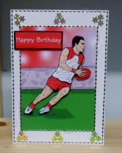 Aussie Rules 1 (red & White) - Decoupage by Julie Lynch
