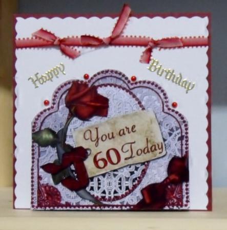 Metallic Ruby Rose 60 Today Birthday Scallop Bottom Stacker by Julie Lynch
