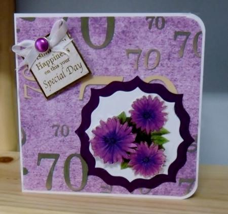 Lilac and Gold 70th Birthday A4 Backing Paper by Julie Lynch