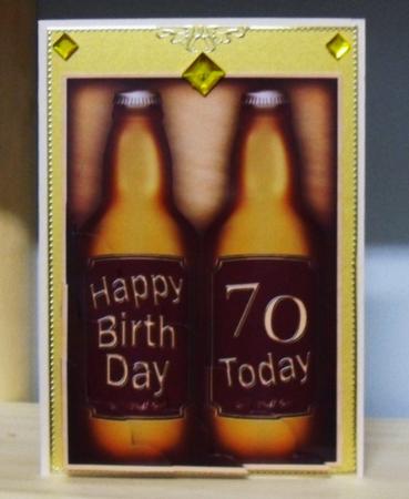 A5 70th Birthday Beer Gift Set Scallop Corner Side Stacker by Julie Lynch