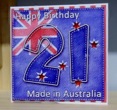Flying the Flag Aus 21st Birthday Wavy Corner Side Stacker by Julie Lynch