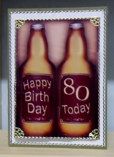 A5 80th Birthday Beer Gift Set Scallop Corner Side Stacker by Julie Lynch