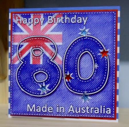 Flying the Flag Aus 80th Birthday Wavy Corner Side Stacker by Julie Lynch