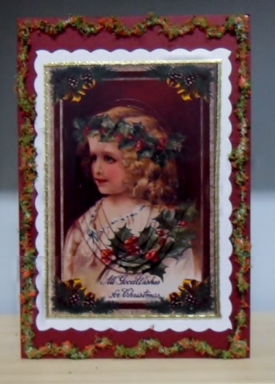 Vintage Christmas Girl Oval Pyramid Topper by Julie Lynch