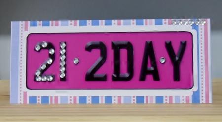 Large Dl 21st Birthday Novelty Number Plate and 3D Decoupage by Julie Lynch