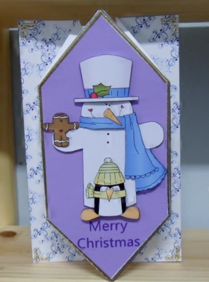 Snowman and Penguin - Diamond Fold Card by Julie Lynch