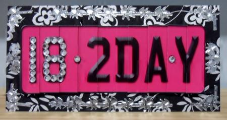 18th Birthday Fun Novelty Number Plate with Side Stacker by Julie Lynch