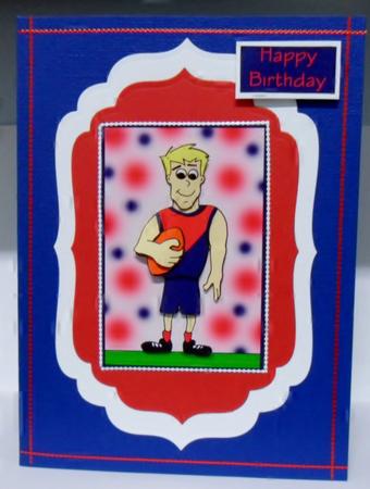 Aussie Rules Dude 1 (navy & Red) - Decoupage by Julie Lynch