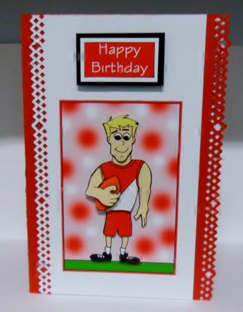 Aussie Rules Dude 1 (red & White) - Decoupage by Julie Lynch