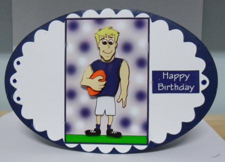 Aussie Rules Dude 1 (navy & White) - Decoupage by Julie Lynch