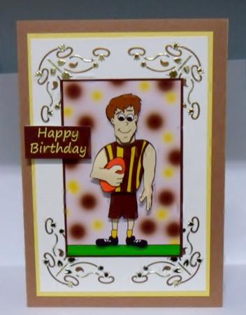 Aussie Rules Dude 2 (brown & Gold) - Decoupage by Julie Lynch