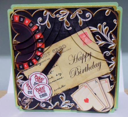 Black Roulette Happy Birthday 8in All 4 Rounded Corner Kit by Julie Lynch