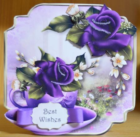 Purple Velvet Roses Teacup & Saucer - Shaped Topper Featured Gallery Photo