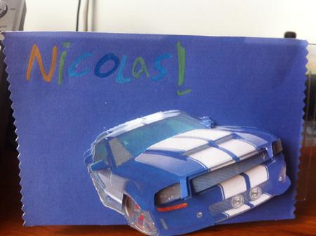 Blue Stripe Sport's Car Decoupage by Julie Maher