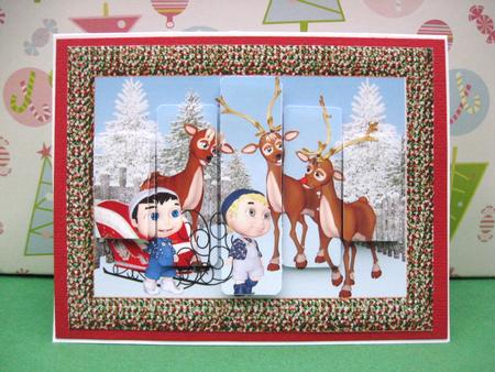 Panelled Santa's Reindeer and Elves by Julie Mansell