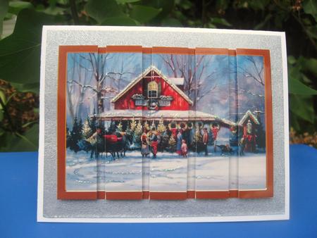 Picking the Christmas Tree Card Front and Panels by Julie Mansell