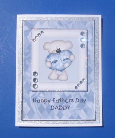 Blue & White Heart Bear - Daddy Fathers Day by Julie Mansell