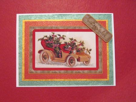 Christmas Vintage Cars Topper 5x7 by Julie Mansell