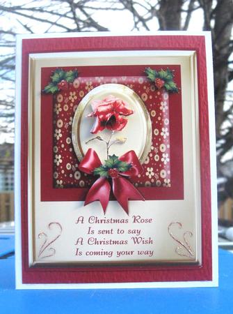 Christmas Rose Card Front by Julie Mansell