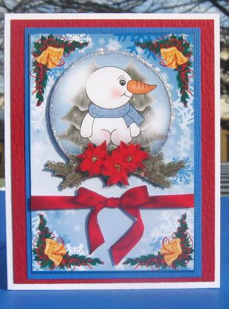 Cute Christmas Snowman Decoupage Topper by Julie Mansell