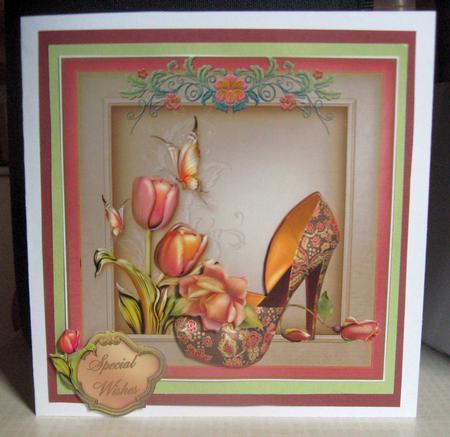 Tulip and Rose Shoe Card Topper by Julie Mansell