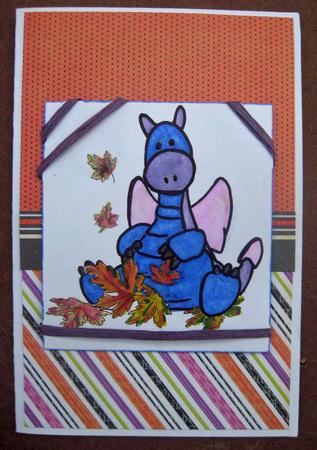 Jiggy with Autumn Leaves Stamp by Julie Mansell