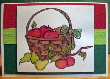 Basket of Fruit Digital Stamp and Watercoloured Stamp by Julie Mansell