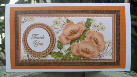 Peach Poppy Thank You Dl Decoupage Topper by Julie Mansell