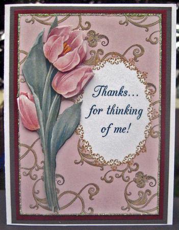 Pink Tulip Thank You 6 by Julie Mansell