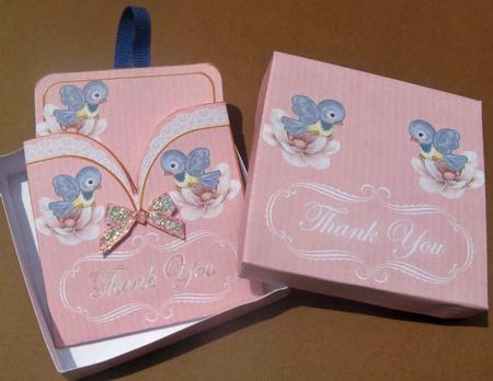 Pink Love Birds Thank You Mini Pocket & Box Kit by Julie Mansell