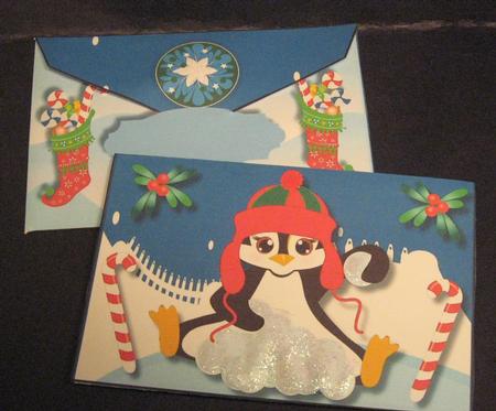 Lovely Money Wallet , with Snow Penguin by Julie Mansell