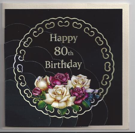 Antique Roses on Black and Gold 80th by Julie Mathewson