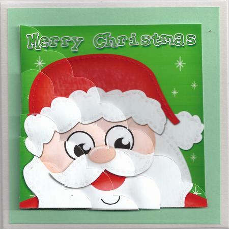 8 x 8 Santa Fun Novelty Xmas Card Kit N Scalloped Corners by Julie Mathewson