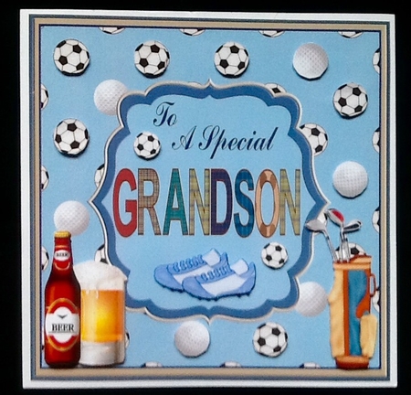 Happy Birthday Grandson Decoupage Topper by Julie McGregor
