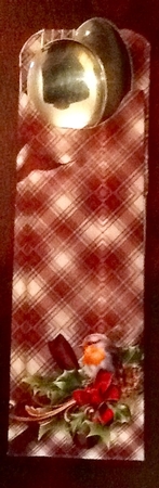 Tartan Christmas Robin Cutlery Wrap by Julie McGregor